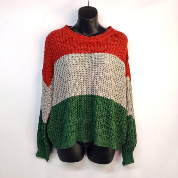 She + Sky Sweaters - She + Sky Women's Green Gray Knit Sweater Size M